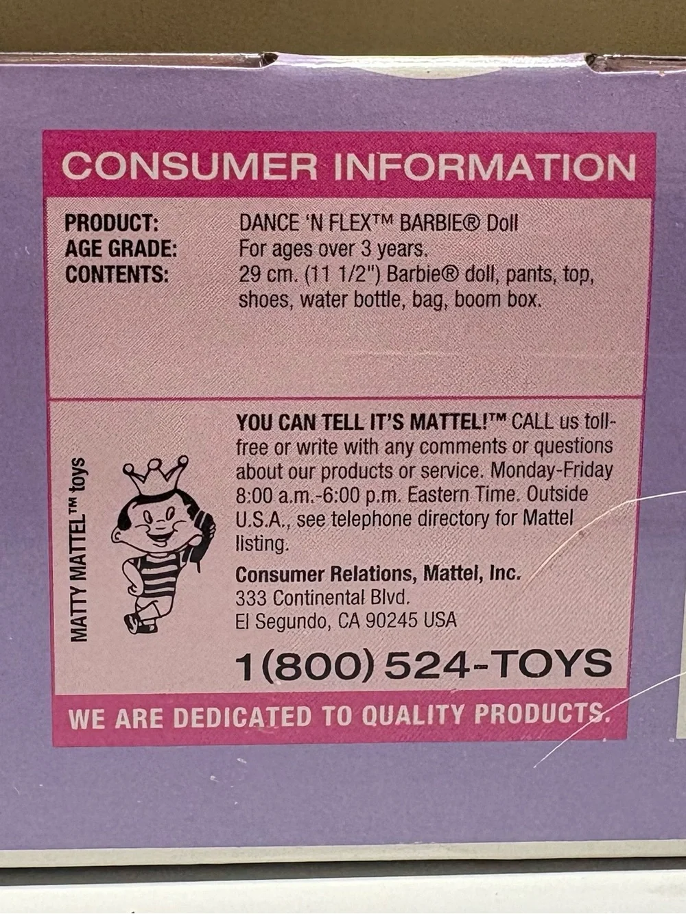 Mattel Barbie Doll - Lavender and White Polka Dot Packaging